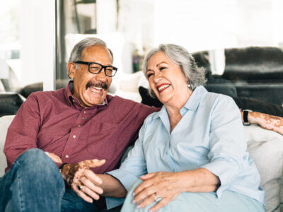 Senior couple enjoying time together on the porch